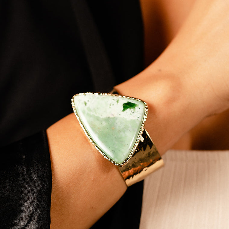 Geometric Green Jasper Cuff