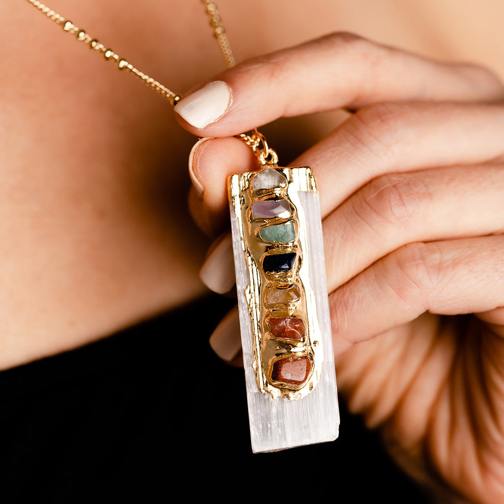 Chakra Selenite on Farrah Necklace