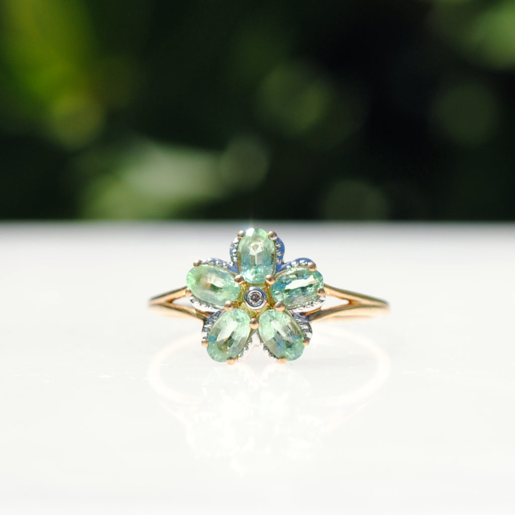 9k Yellow Gold Green Peppermint Tourmaline Ring - Love Tatum