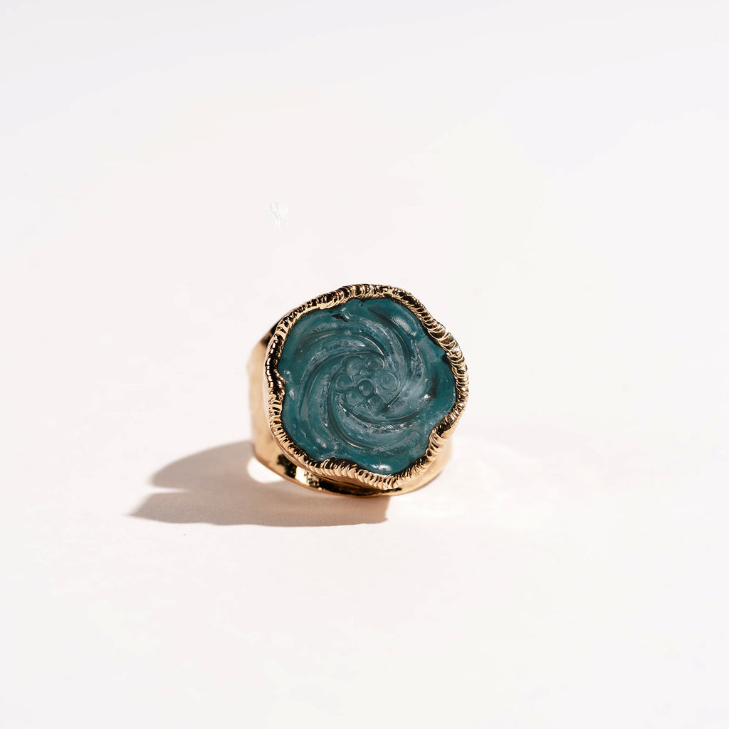Aquamarine Rose Signature Ring
