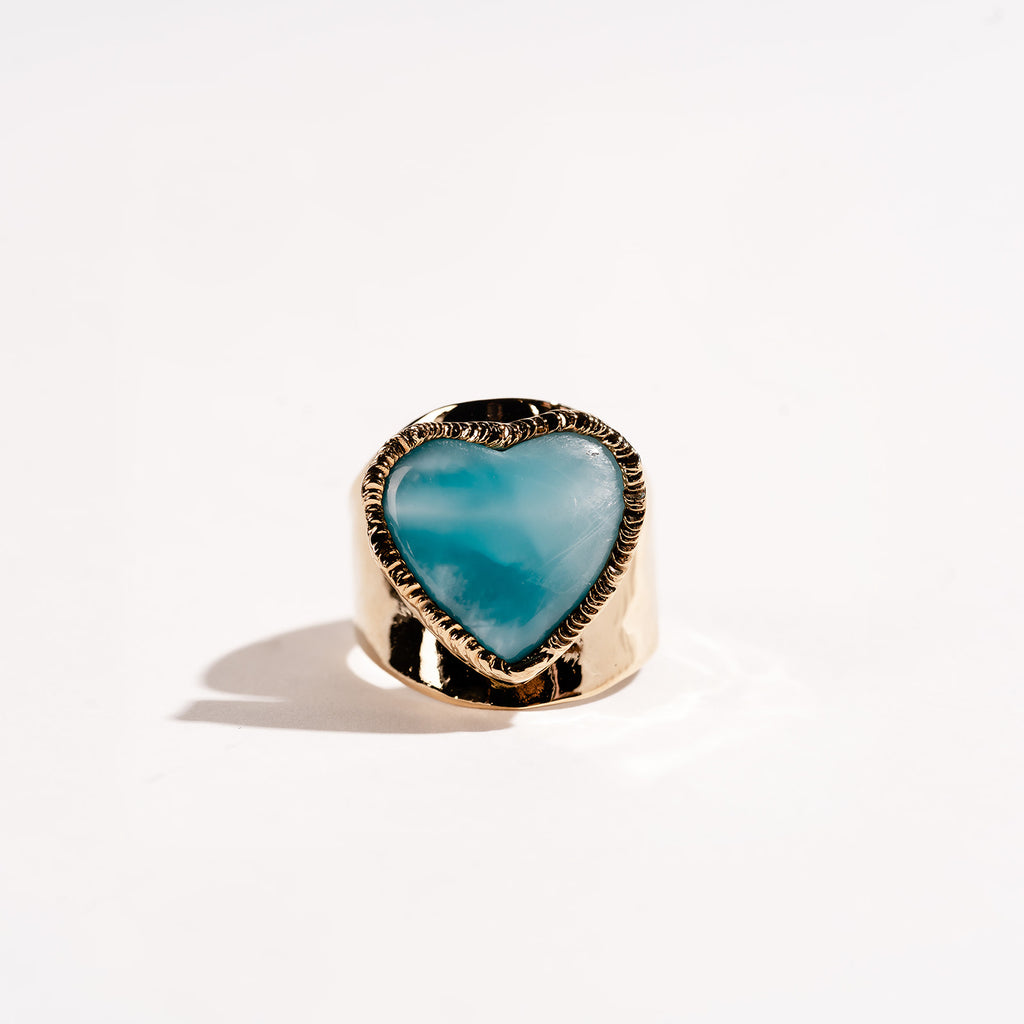 Heart Larimar Signature Ring