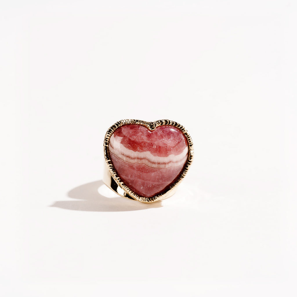 Heart Rhodochrosite Signature Ring