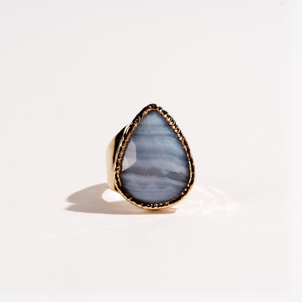 Teardrop Blue Lace Agate Signature Ring