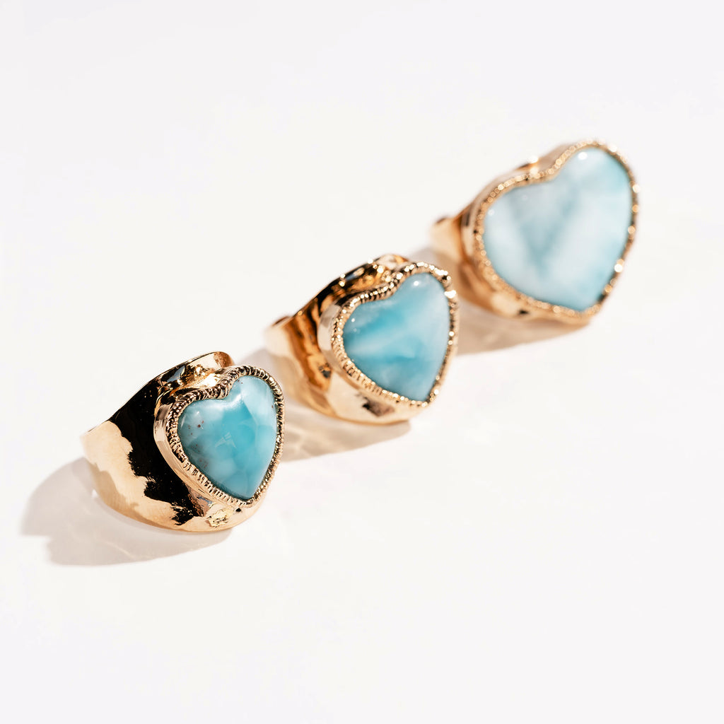 Heart Larimar Signature Ring