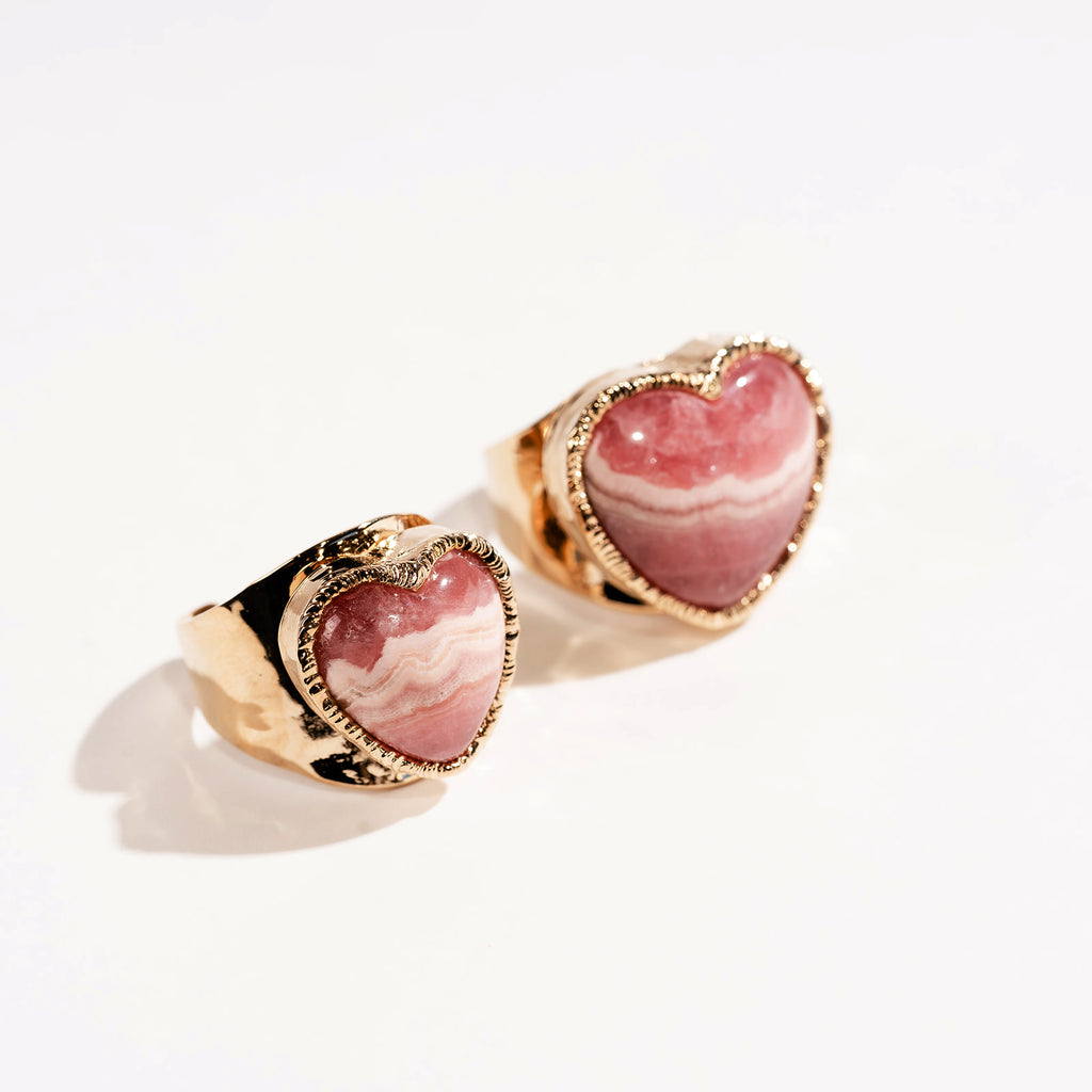 Heart Rhodochrosite Signature Ring