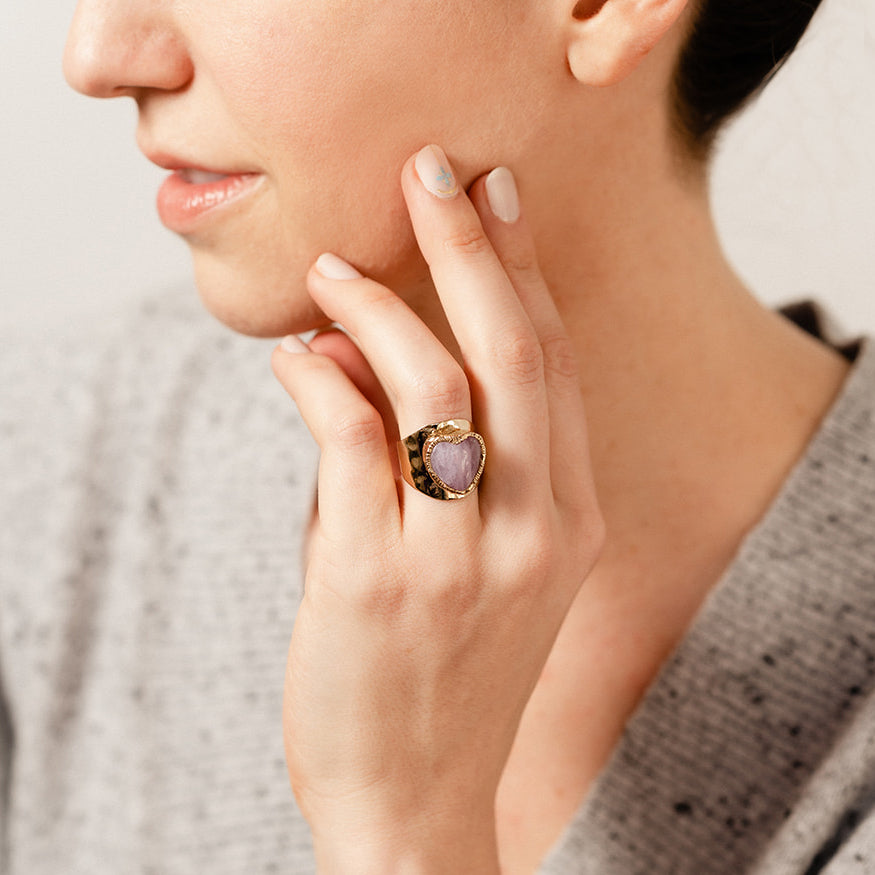 Heart Kunzite Signature Ring