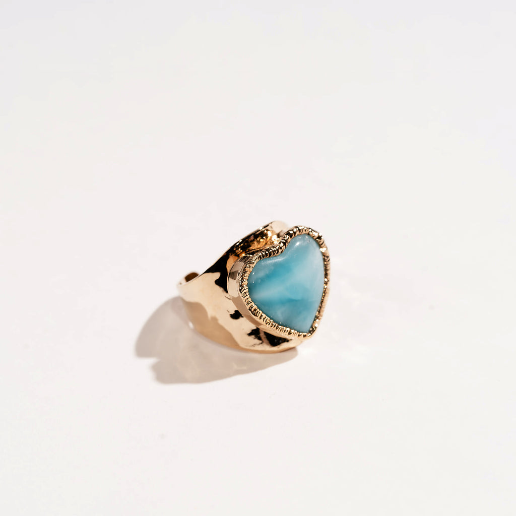 Heart Larimar Signature Ring